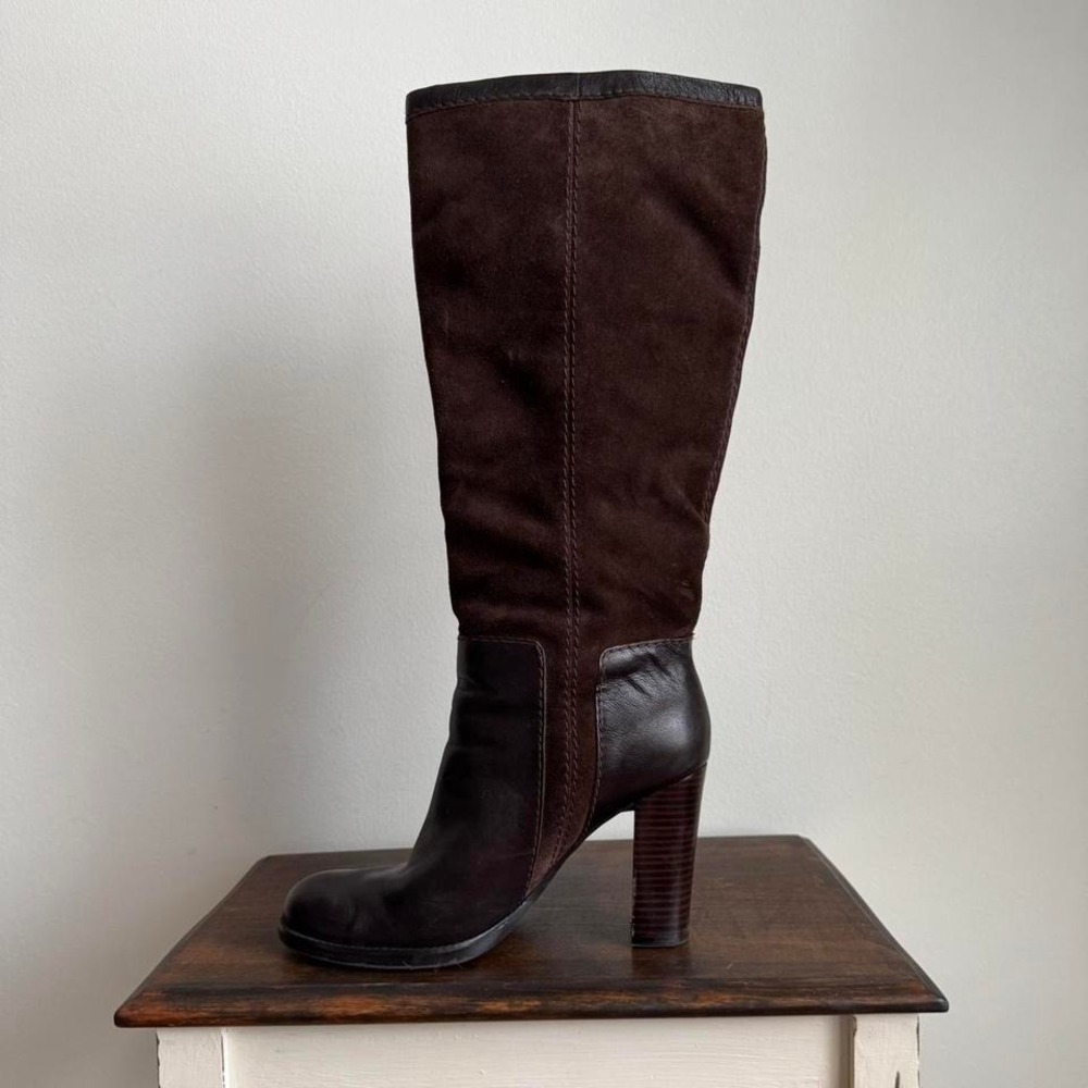Chocolate Brown Tall Patchwork Boot Size 9.5 - image 3